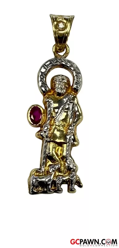 .02 Unisex Charm 10kt Yellow and White Gold