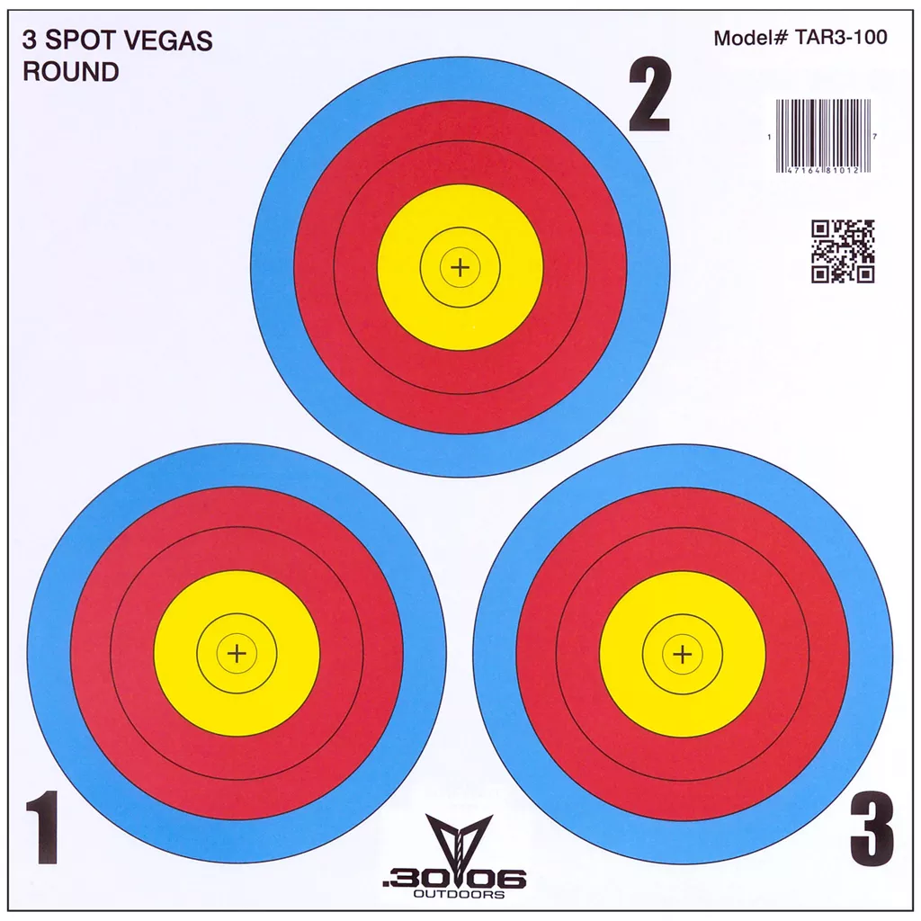 30-06 Outdoors Vegas 3 Spot Paper Targets – 100 Pack
